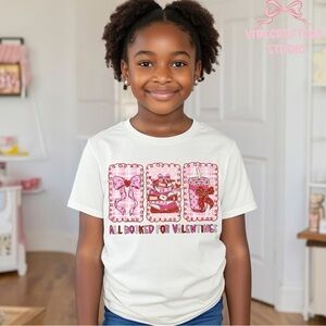 White and Pink Kids Valentine's Shirt
